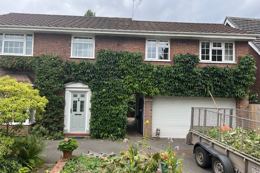 After work carried out on house covered in climbing house plant in Staffordshire